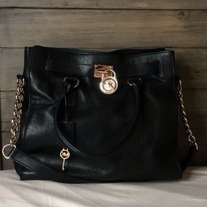 Michael Kors Hamilton Black Bag Rose Gold